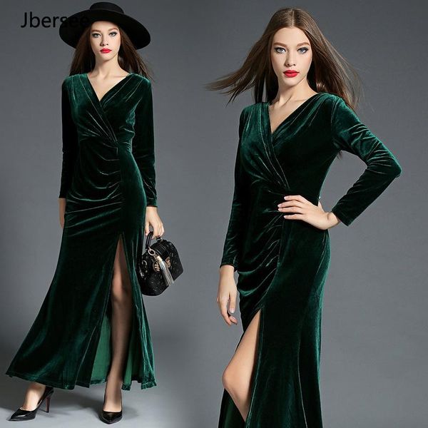 

casual dresses velvet party dress female v neck vintage plus size spring autumn women elegant floor-length vestidos yz5128, Black;gray