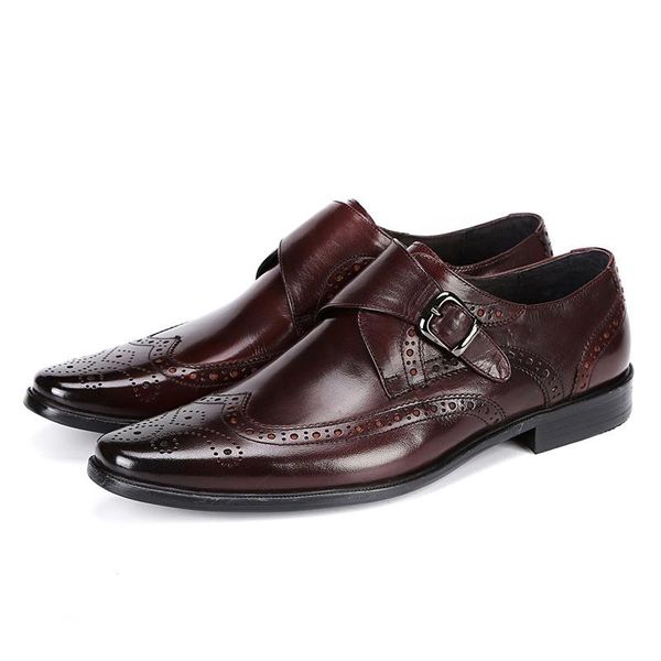 

dress shoes men buckle leather business -cowhide wedding, Black