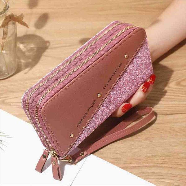 

long womens wallet female purses fashion coin purse card holder wallets pu leather money bag, Red;black