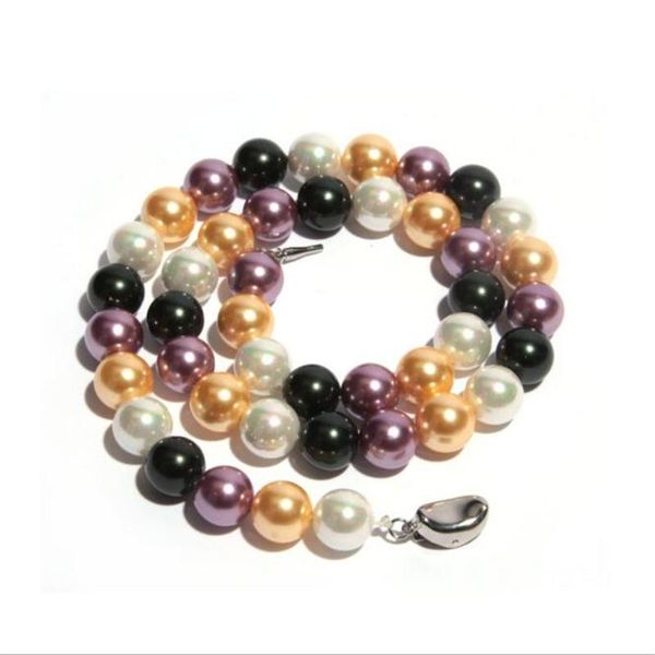 

chains multicolor freshwater shell pearl necklace 8 10mm natural thread jewelry round for women gift 18inches, Silver