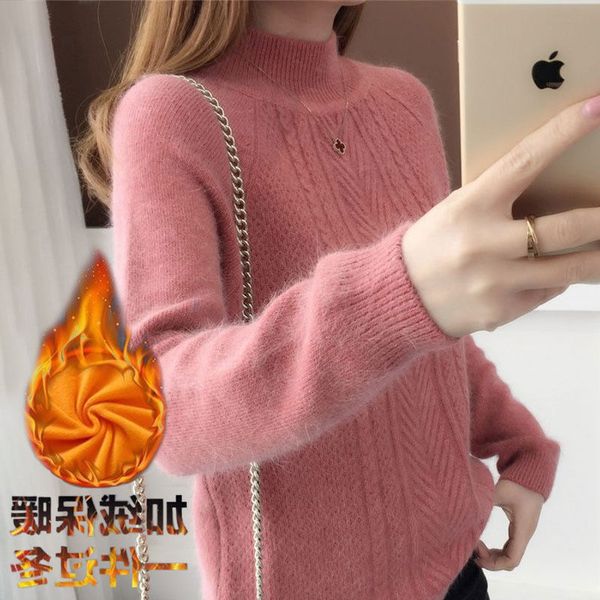 

women's sweaters loose sweater, high collar, women's jacket with a short turtleneck for autumn and winter 100 hrim, White;black