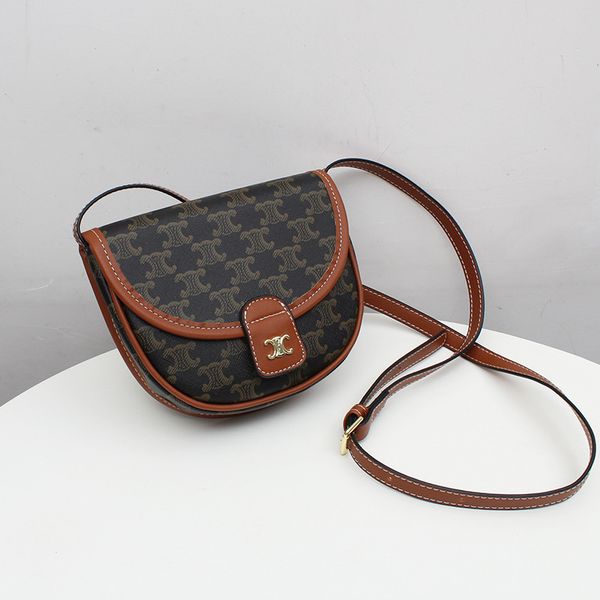 

70% off luxury design handbag net red same style arc de half round saddle 2021 new fashion printing one shoulder messenger small bag omwl