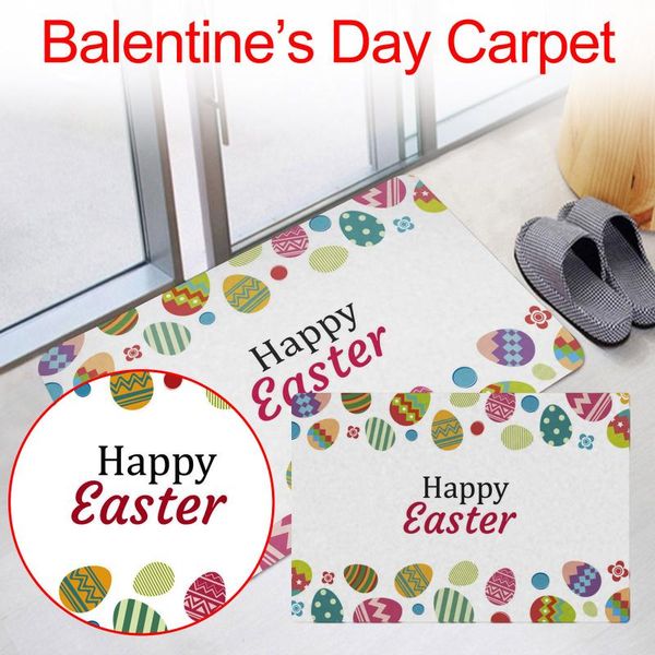 

carpets home mat non-slip happy easter eggs bathroom kitchen water absorption flannel carpet 40*60cm bedroon decor
