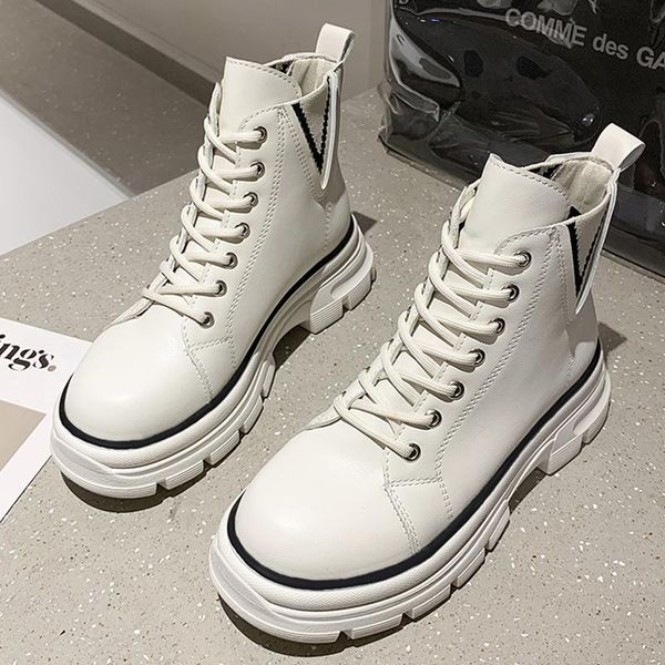 

boots 2021 autumn women platform shoes for cross-tied fashion ladies short ankle modern female, Black