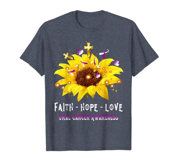 

faith hope love sunflower oral cancer awareness shirt, White;black
