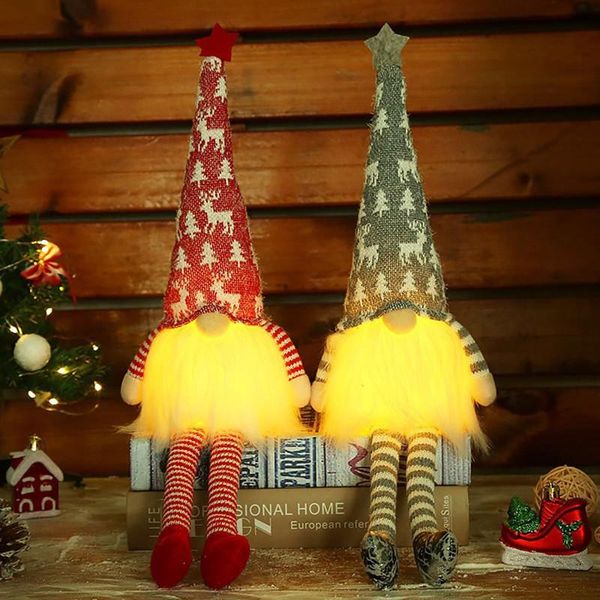

party favor holiday decoration handmade plush doll kawaii room decor christmas gnome with led lights for home decorations 2022