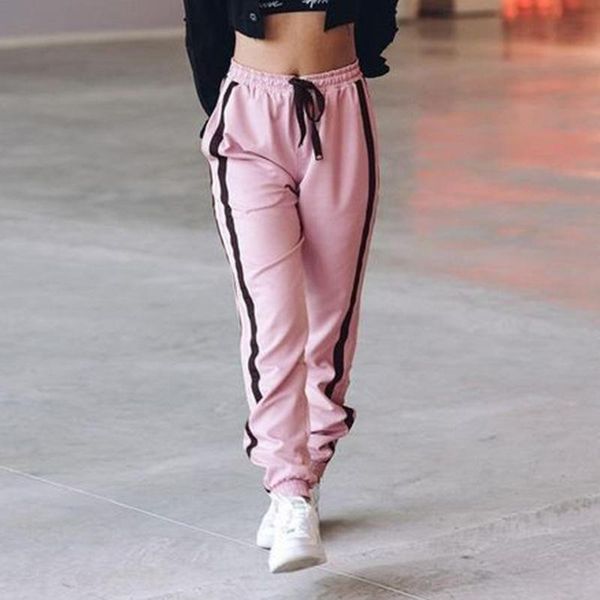 

women's pants & capris autumn solid color lace-up casual joggers women streetwear flare, Black;white