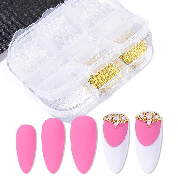 

nail art decorations 1box 3d beads pearl decoration multi-size gold silver rivet gems manicure beauty diy design, Silver;gold
