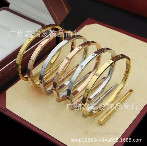 

kajia narrow version of the sixth generation love bracelet 18k with drill without high titanium steel plated stainless, Black
