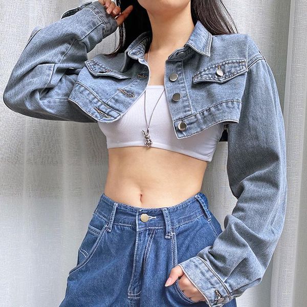 

women's jackets women winter 2021 e girls y2k solid color short denim jacket autumn retro kpop streetwear jeans down, Black;brown