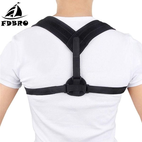 

adjustable upper back posture corrector brace shoulder lumbar clavicle spine support belt correction corset, Black;blue