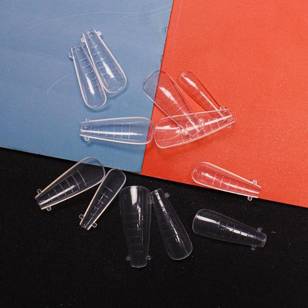 

false nails 1 box 120pcs fake quick building poly extension tools gel dual nail form coffin clear tips full cover, Red;gold