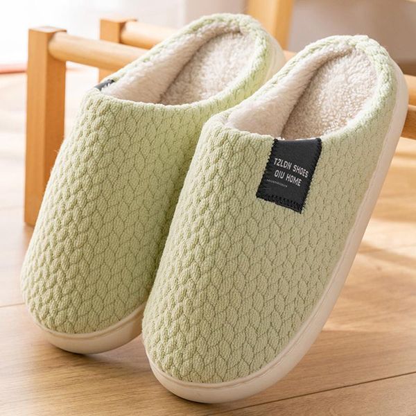 

slippers cotton women 2021 indoor warm shoes woman fashion floor flat solid color men female slide, Black