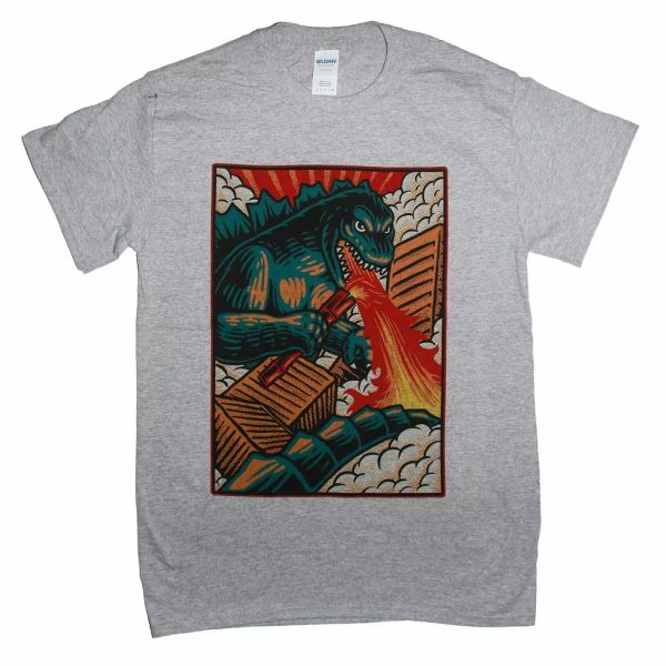 

godzilla torch t shirt, White;black
