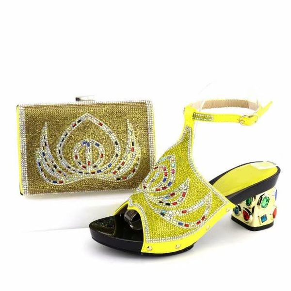 

dress shoes wonderful yellow women kitten heel with rhinestone for african match handbag set v1-2, Black