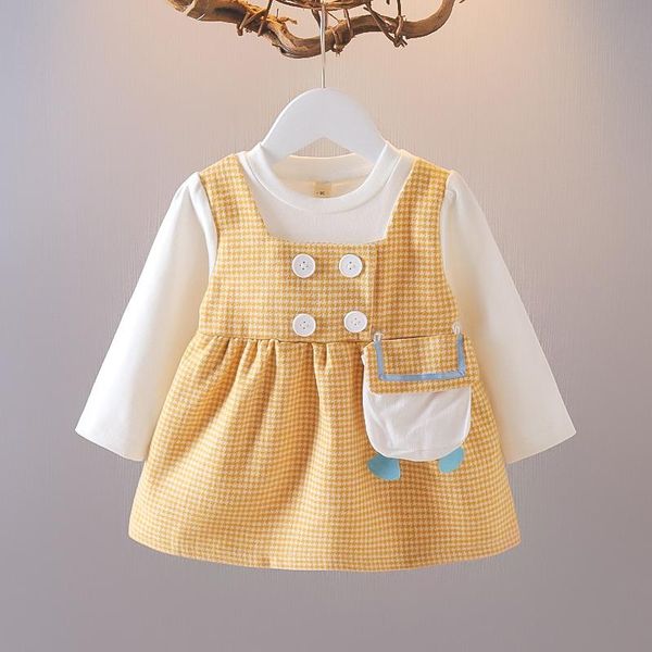 

girl's dresses 2pcs baywell spring autumn long sleeve dress for toddle baby girl princess wedding party +bag kid clothing, Red;yellow