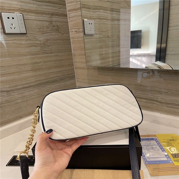 

designer camera bag white blue leather lining cowhide quality corrugated texture size: 24*15cm