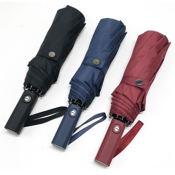 

umbrellas 105cm fully automatic umbrella 10 bones tri-fold sunny rain business creative gift custom made big gear