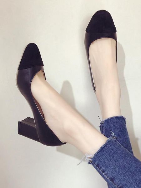 

dress shoes spring retro light mouth work black high heels