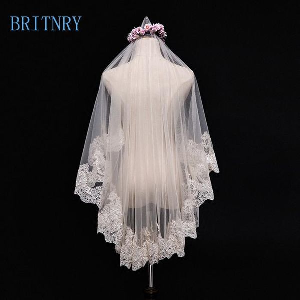

bridal veils britnry vintage short wedding veil champagne lace edge bride, Black
