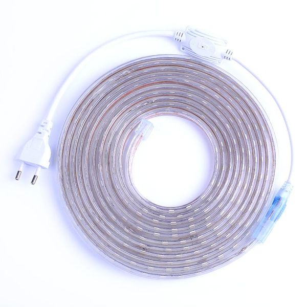 

waterproof 220v led strip with eu plug smd 60leds/m light garden outdoor home string fita de strips