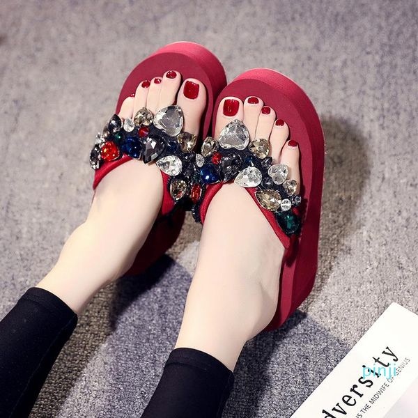 

female shoes slippers women summer on a wedge heeled mules low luxury slides platform rubber flip flops 2021 heels designer, Black