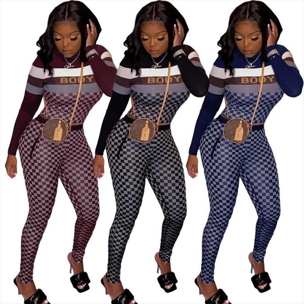 

vavcy autumn set body plaid womenpant sweatshirt full length racing uniform, White