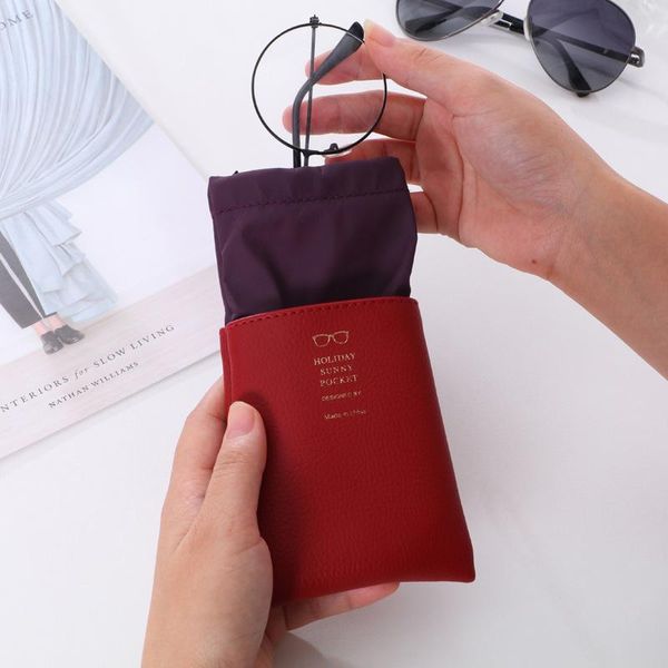 

storage bags leather glasses bag sunglasses women's portable case drawstring packaging