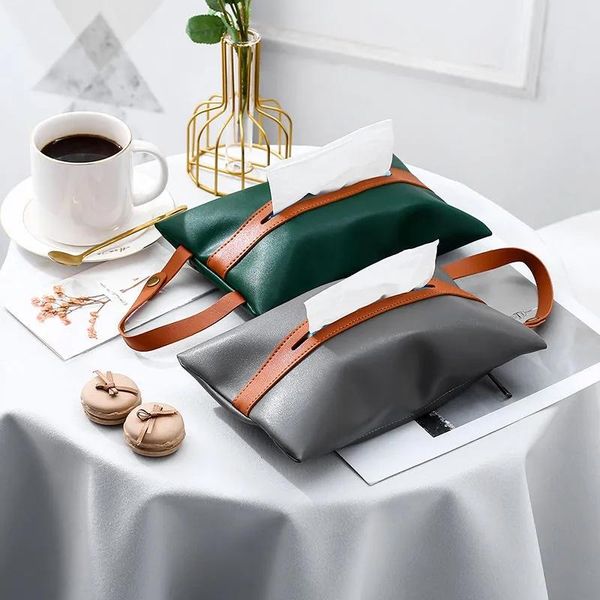 

tissue boxes & napkins nordic style hanging holder retro kitchen napkin dispenser wall box pu leather