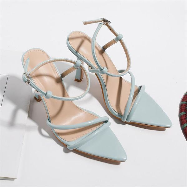 

dress shoes women fashion high heel sandals cross tied buckles pointed toe stiletto ladies party wedding elegant summer, Black
