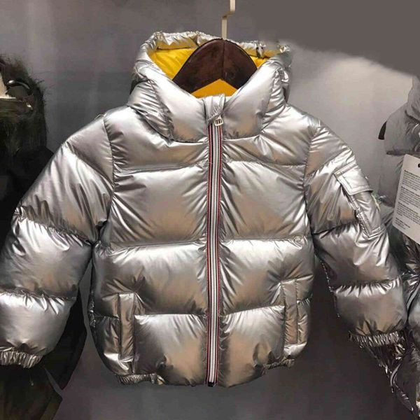 

winter 90% duck dwon silver down jacket kids teens girls boys children clothing short coat snowsuit outerwear overcoat 211111, Blue;gray