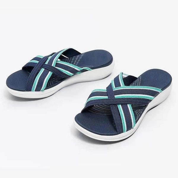 

slippers women 2021 fashion cross belt flat sandals open toe slipper summer casual flip flops beach shoes slides plus size 36-43, Black