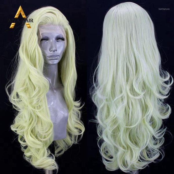 

aiva mint green wig glueless synthetic lace front part high temperature fiber with natural hair line for women1, Black