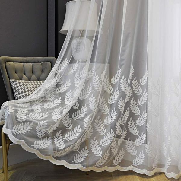 

curtain & drapes leaf jacquard sheer curtains for bedroom embroidered grey leaves window botanical geometric patio sliding door panel