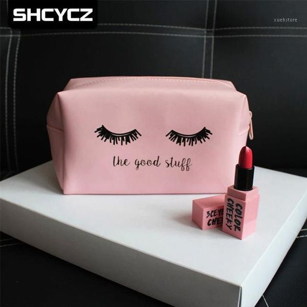 

pink cosmetic bag pu makeup handbag eyelashes pouch beauty case vanity make up for women travel organizer kit1