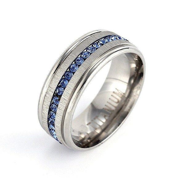 

wedding rings black men ring brushed blue silver color titanium men's jewelry bands classic boyfriend gift, Slivery;golden