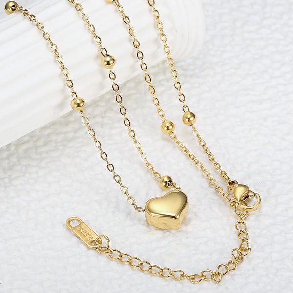 

pendant necklaces fashion love heart round women's neck chain gold color one piece titanium steel necklace jewelry sets accessories gif, Silver