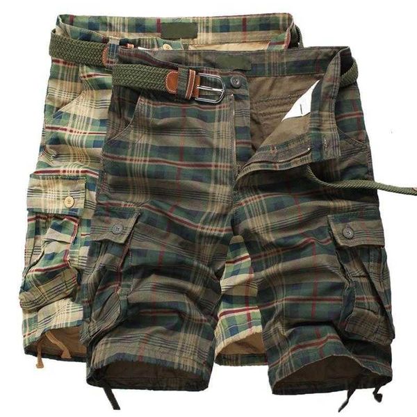 2021 Uomini di Estate Shorts Casual Camo Pantaloncini Mimetici Pantaloni Corti Militari Maschile Bermuda Cargo Tuta Plaid Pantaloncini Da Spiaggia Mens X0705