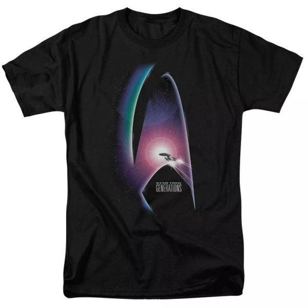 

Star Trek Generations TV Show T-Shirt Sizes S-3X NEW, White;black