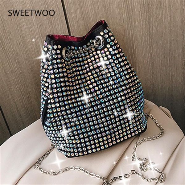 

evening bags fashion women rhinestone bucket luxury woman bag female shoulder dinner/party handbags ladies messenger