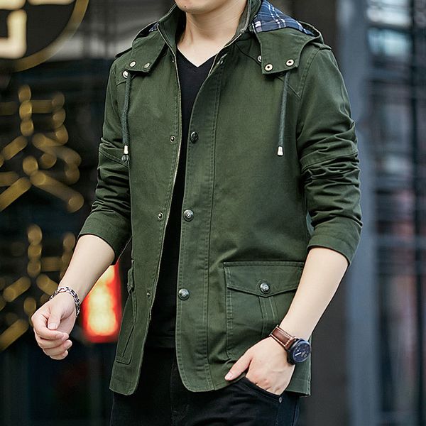 

down Autumn Men Jackets Hood outerwear Male Coat Adjustments abz493, Black