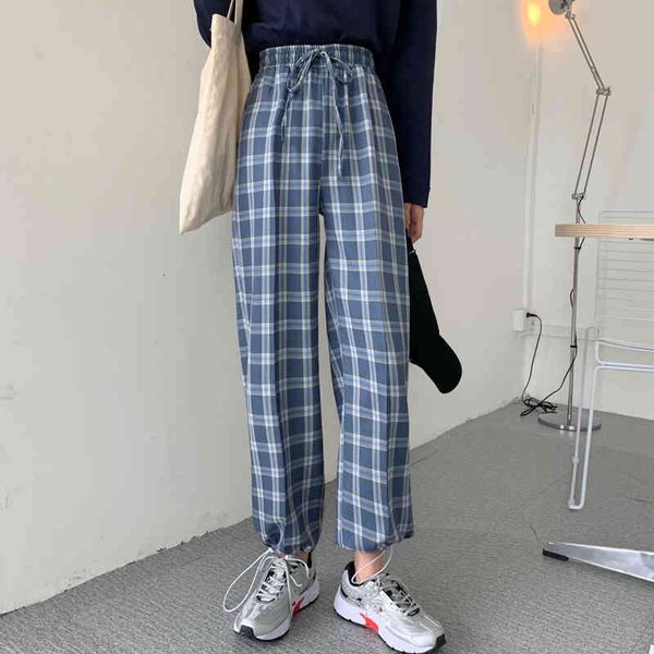 

capris women's plaid pants, slacks, straight, high waist, radish, leisure, autumn, Black;white
