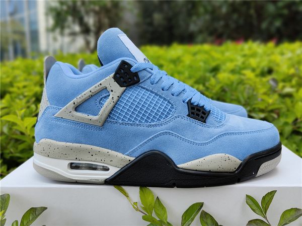 

2021 release authentic 4 se university blue tech grey shoes 4s white black genuine suede men outdoor sports sneakers with original box