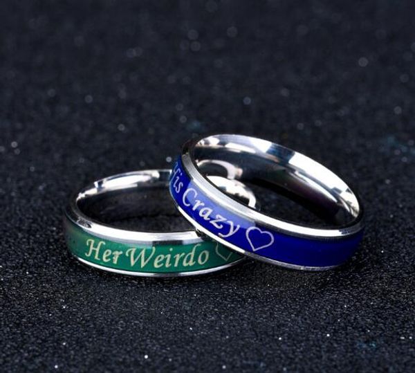 

couples 6mm mood ring change color rings mix 5-12#, Golden;silver