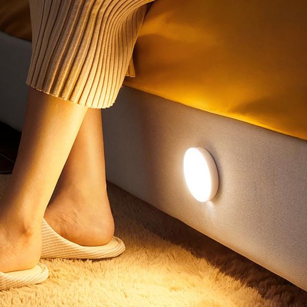 

night lights 8 led light bedroom decor motion sensor lamp usb rechargeable for children bedside round wall