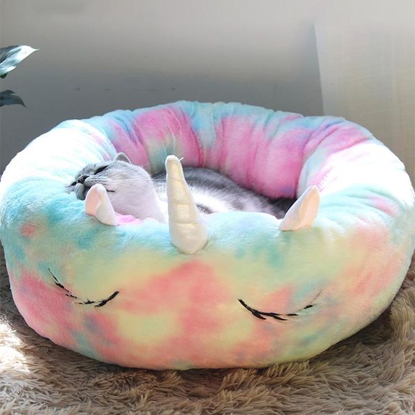 

cat beds & furniture portable bed warm comfortable round puppy house cute shape non-slip durable sleeping mat for cats small dog pet product