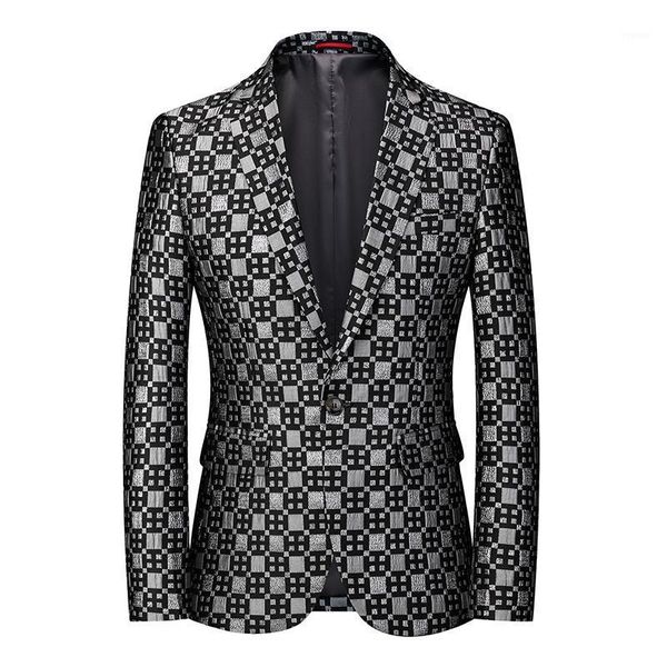 

men's suits & blazers fashion color suit personality stage performance banquet business casual large size small plaid dark gray m-6xl, White;black