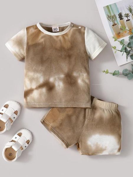 

baby tie dye rib knit tee & shorts she, White