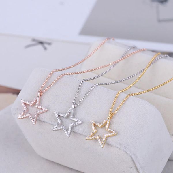 

pendant necklaces star zircon full inset necklace rose gold women with, Silver