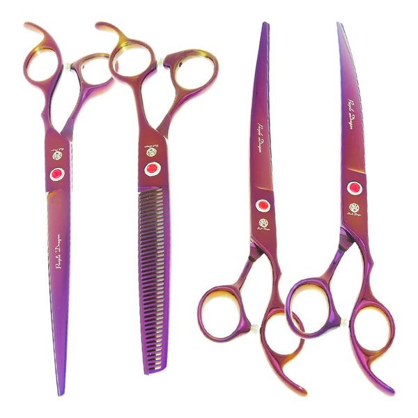 

hair scissors purple dragon professional grooming for pets 8.0" dogs straight curved cutting shears 7.5" thinning scissor b0045b